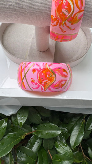Hand Painted Crab Bracelet in Pink