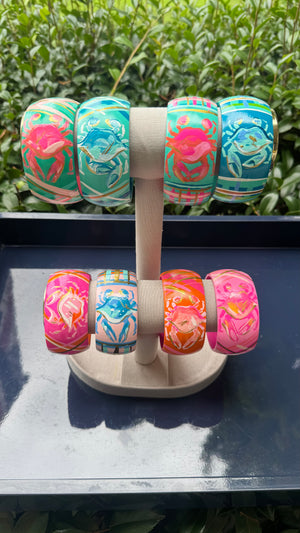 Hand Painted Crab Bracelet in Pink and Blues