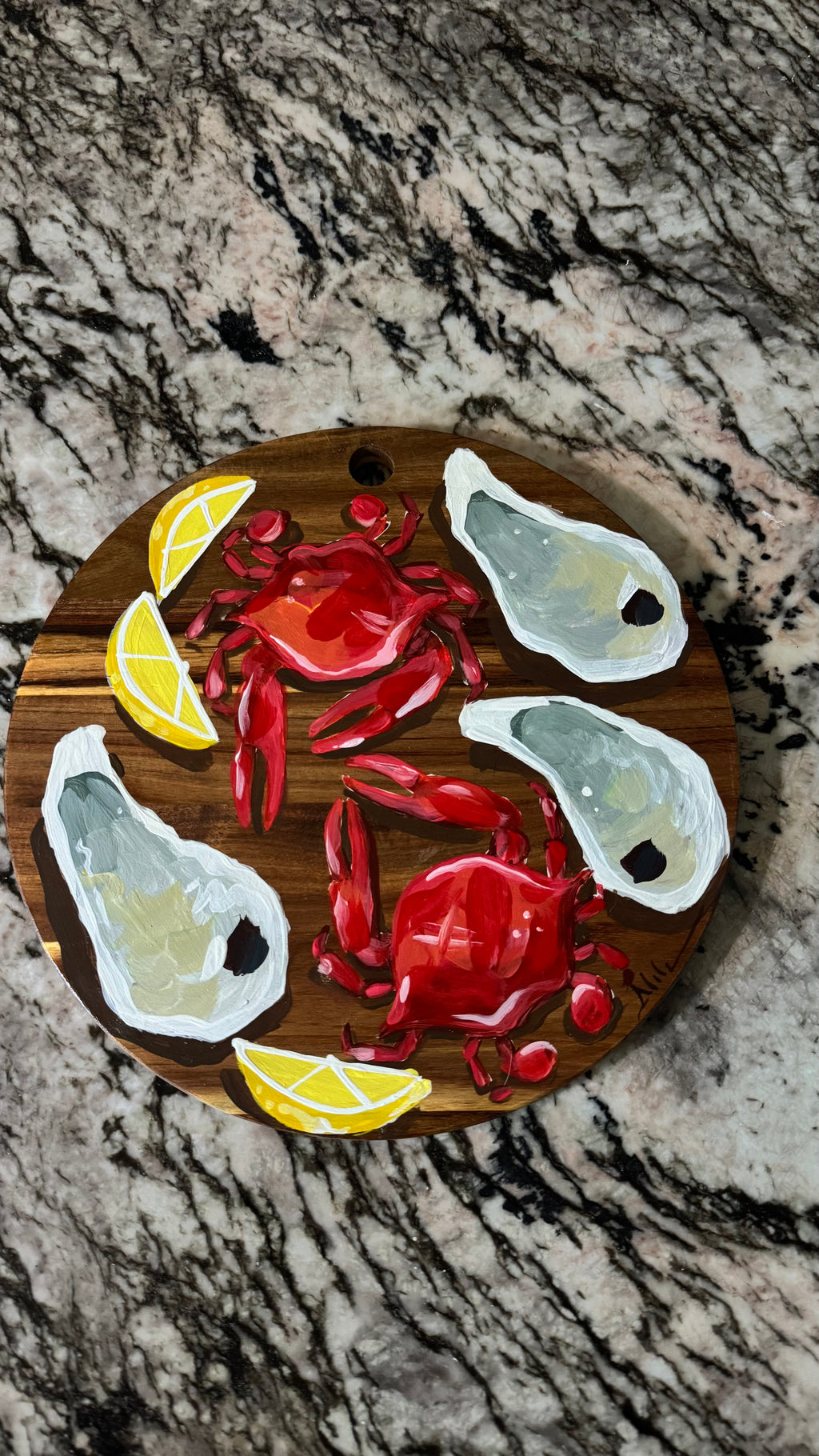 Round Red Crab Charcuterie Board