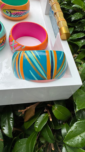 Hand Painted Fish Bracelet in Aqua