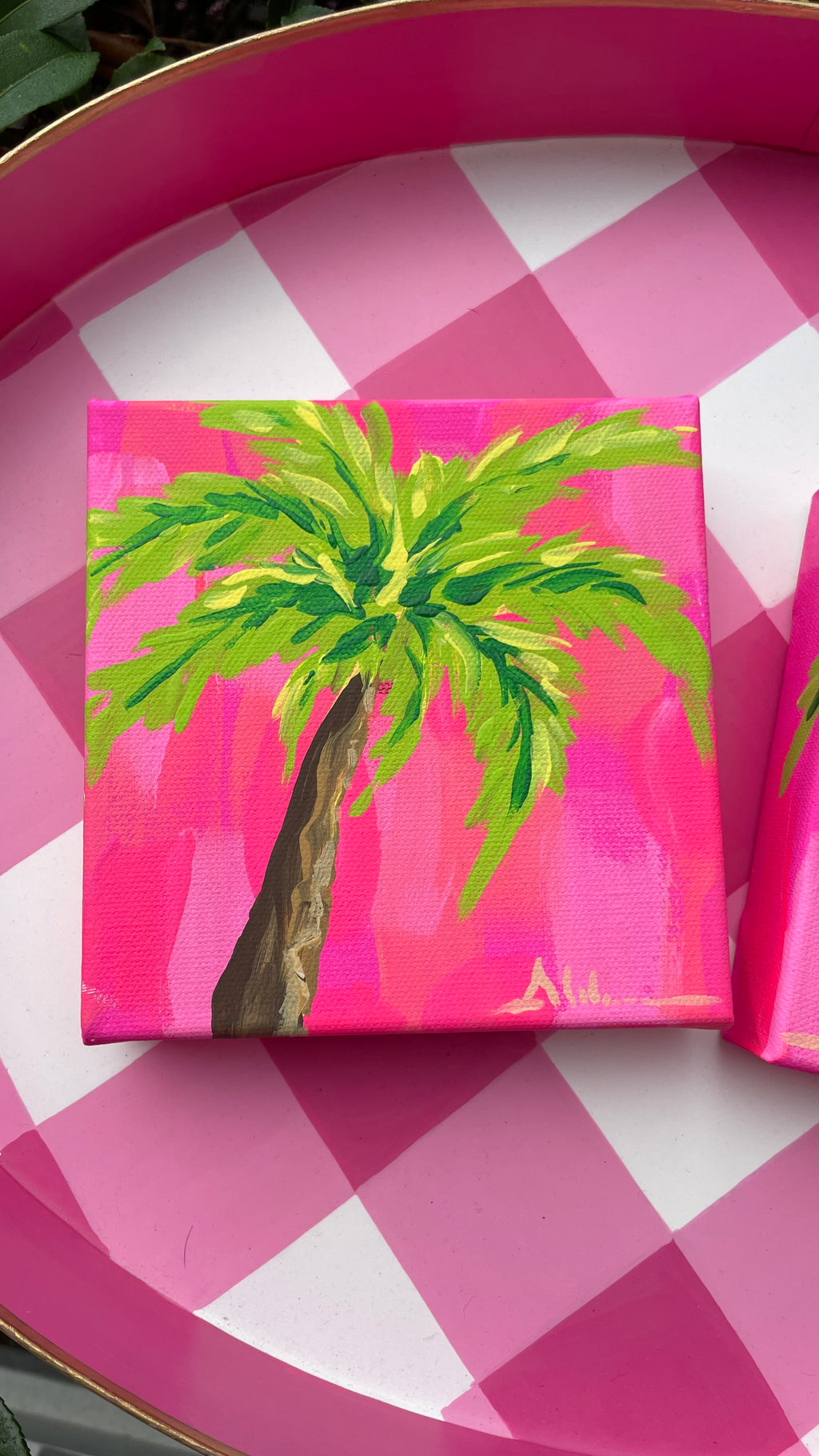 Pink Palm Mini (Leaning Right)