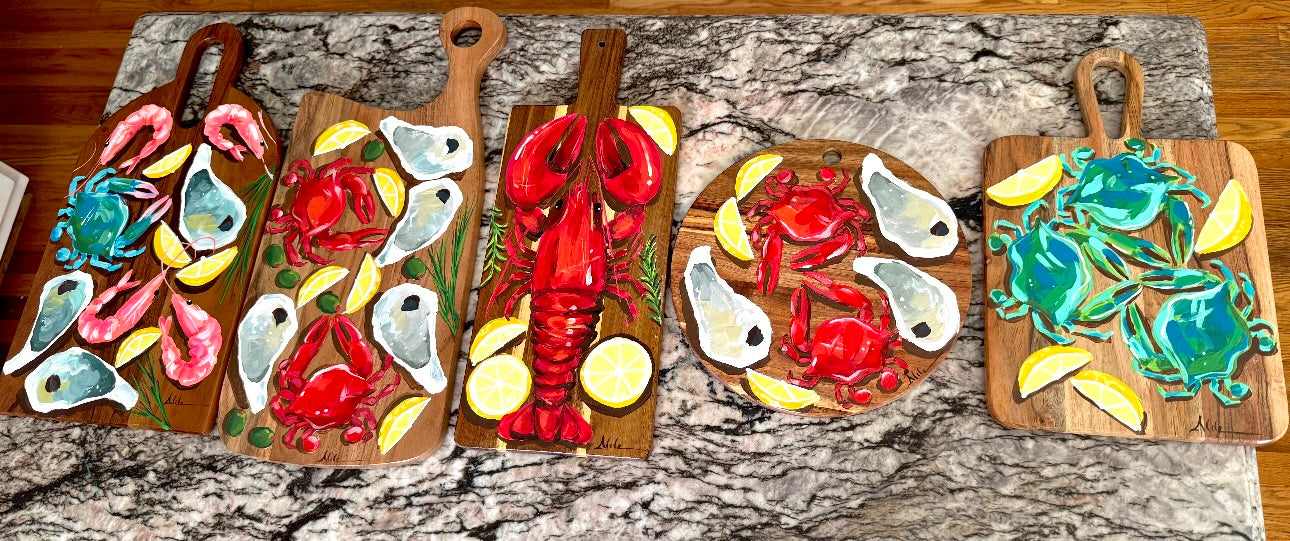 Artsy Red Crab and Oyster Board