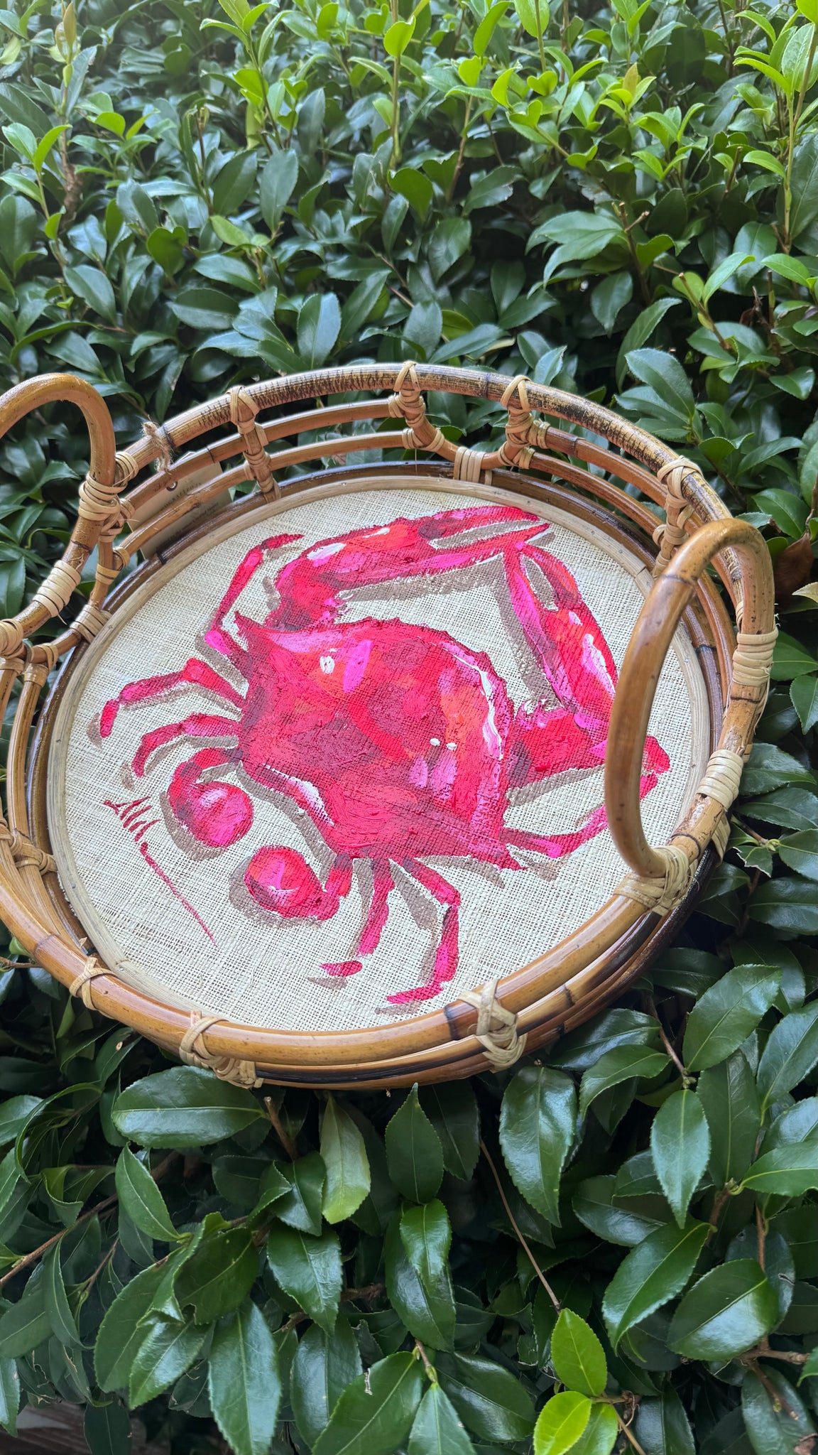 Bamboo Tray with Crab Artwork