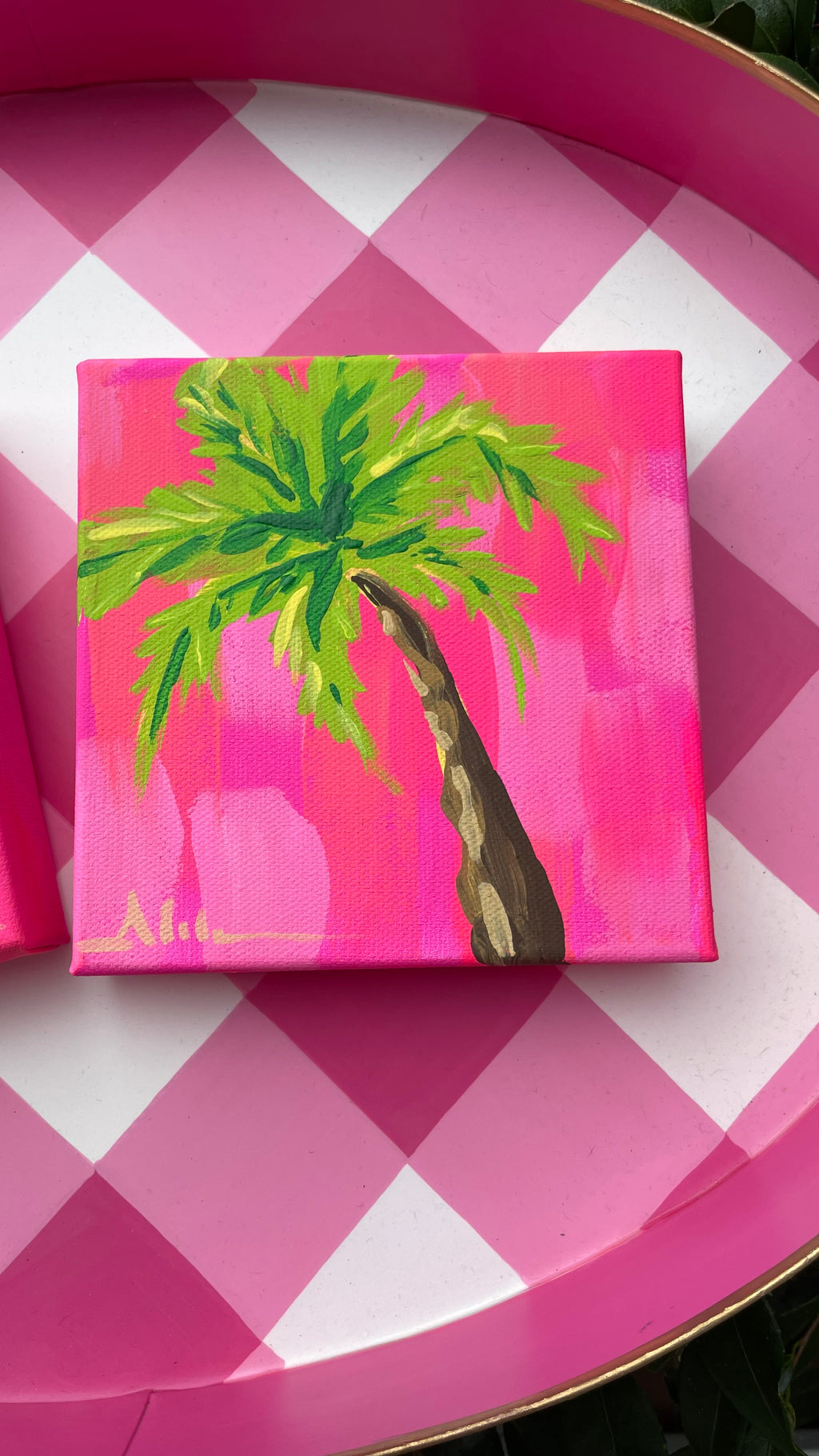 Pink Palm Mini (Leaning Left)