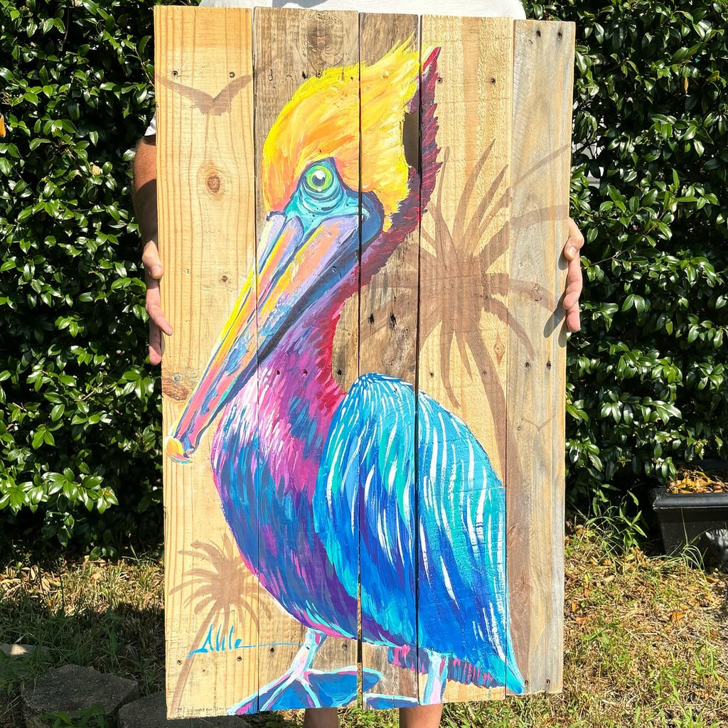 Reclaimed Wood Pelican Artwork