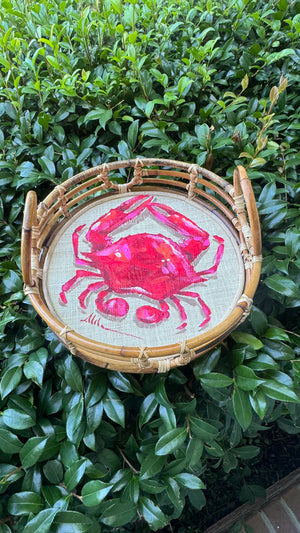 Bamboo Tray with Crab Artwork