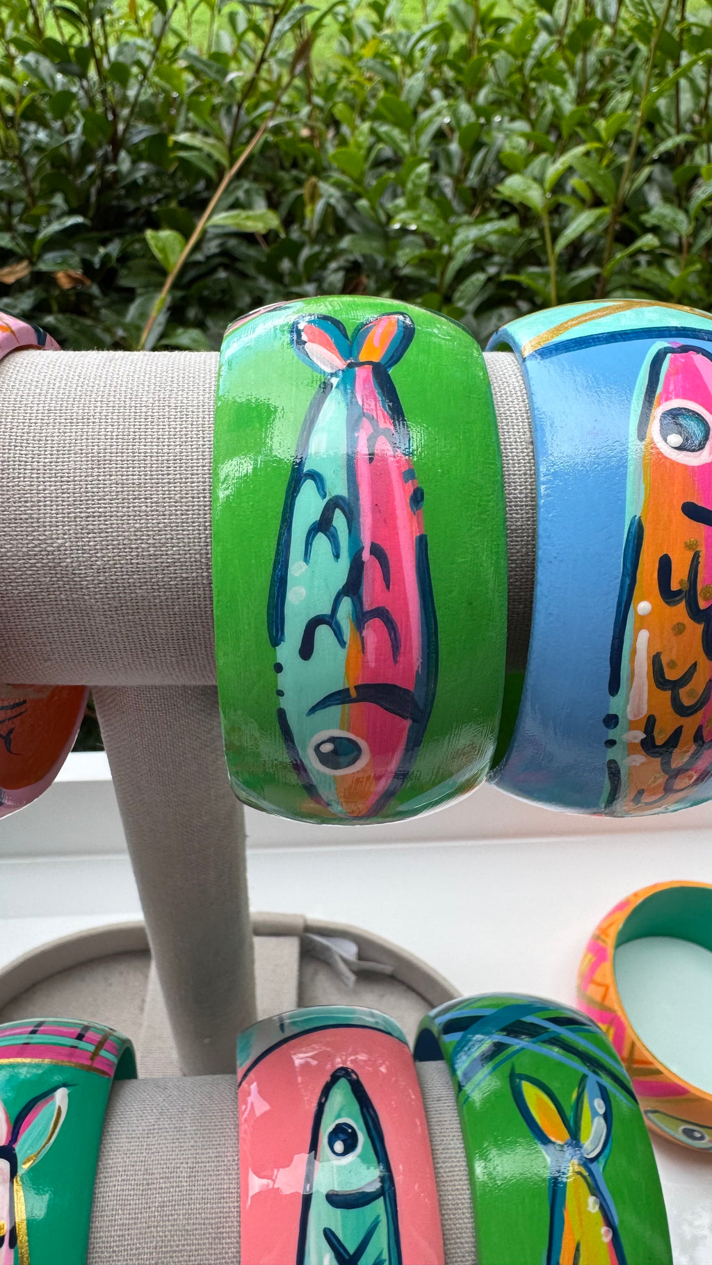 Hand Painted Fish Bracelet in Kelly Green