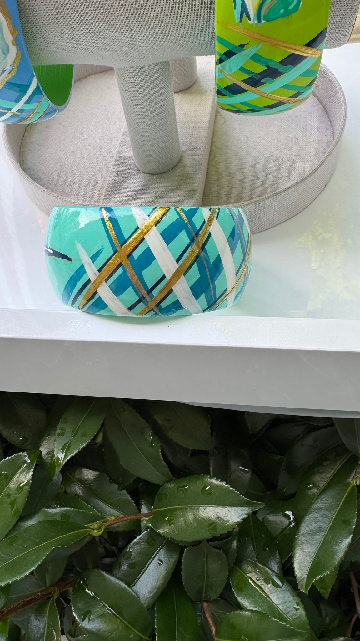 Hand Painted Marlin Fish Bracelet in Aqua