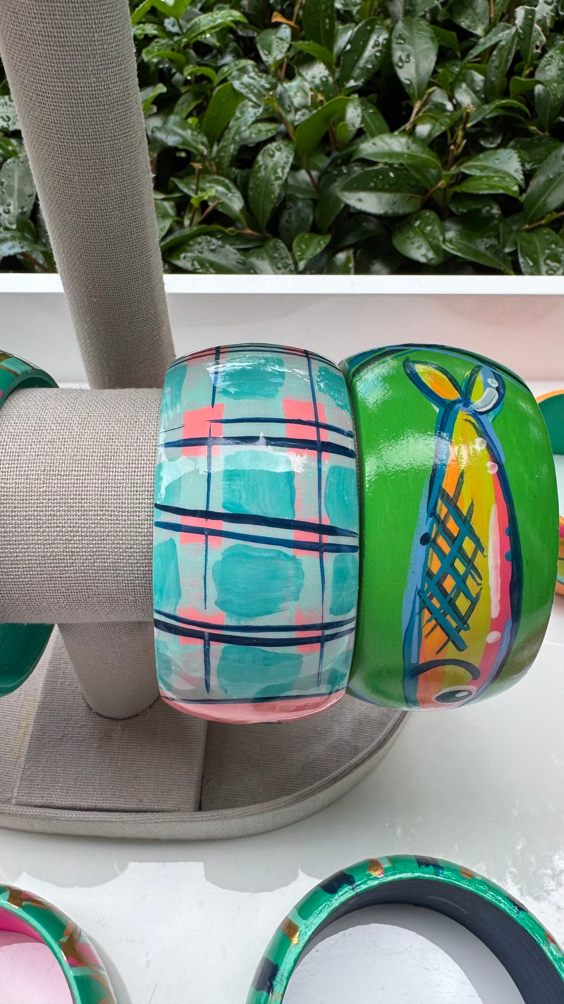 Hand Painted Fish Bracelet in Coral