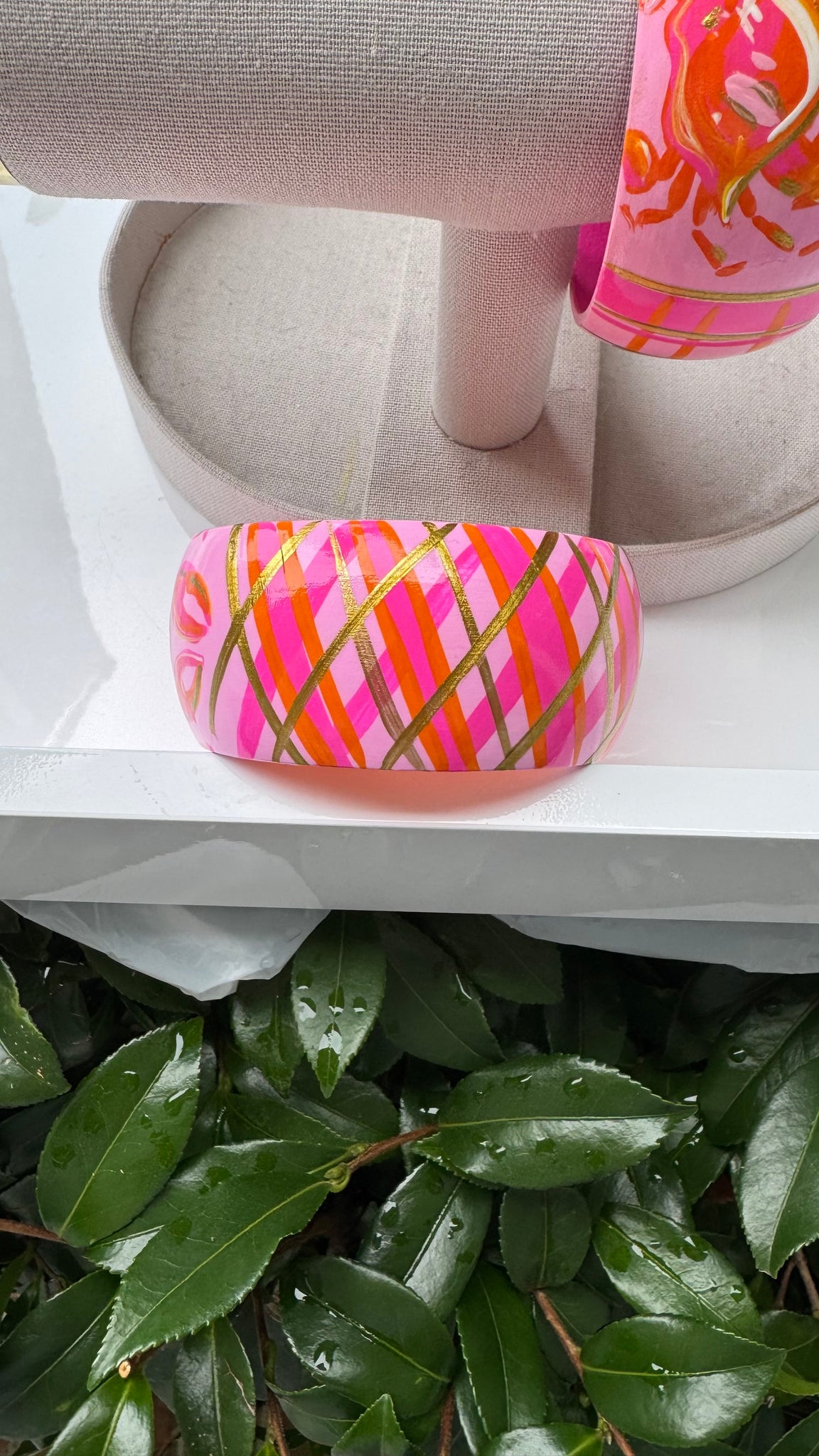 Hand Painted Crab Bracelet in Pink