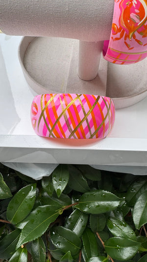 Hand Painted Crab Bracelet in Pink