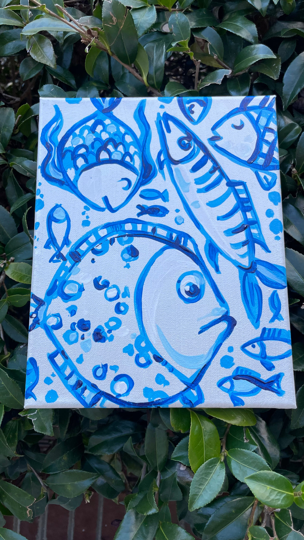 Whimsical Blue Fish Art