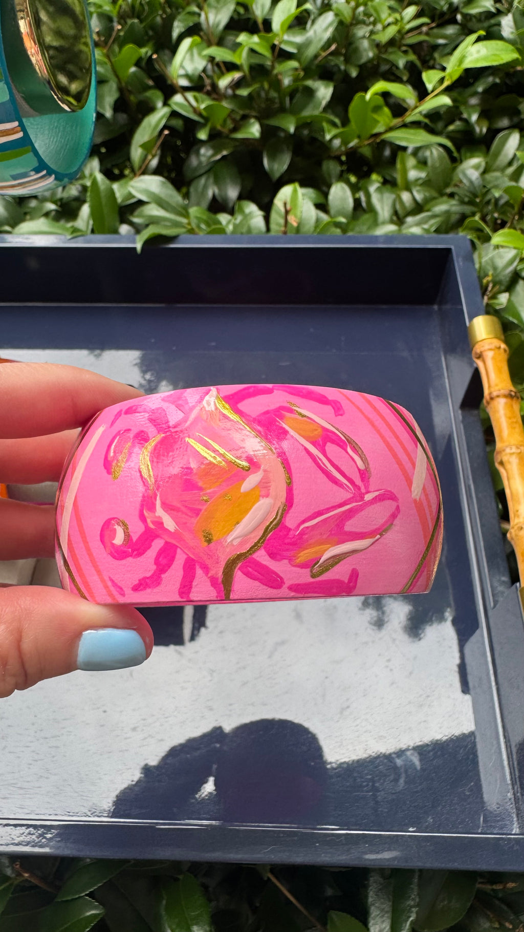 Hand Painted Crab Bracelet in Pinks