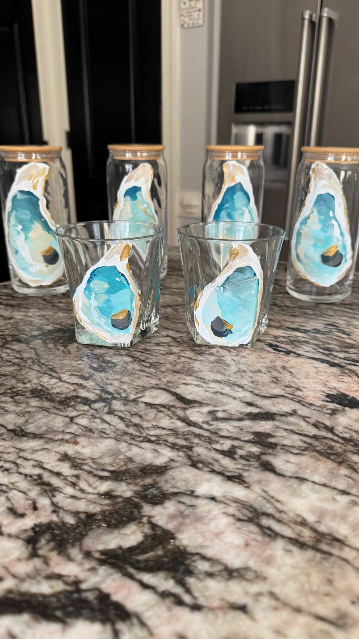 XL Tall Artsy Oyster Glasses