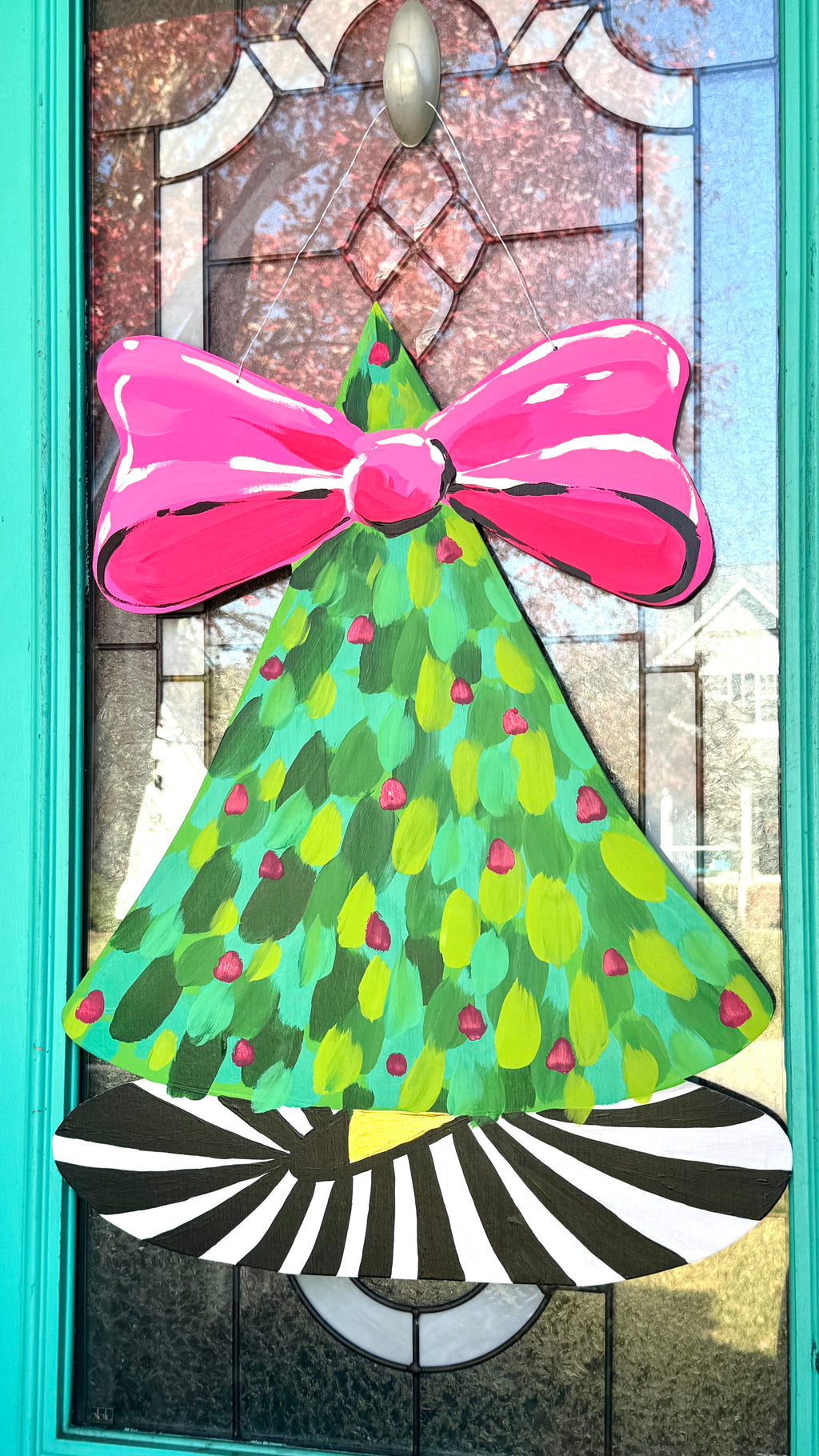 Artsy Big Bow Christmas Tree Door Hanger