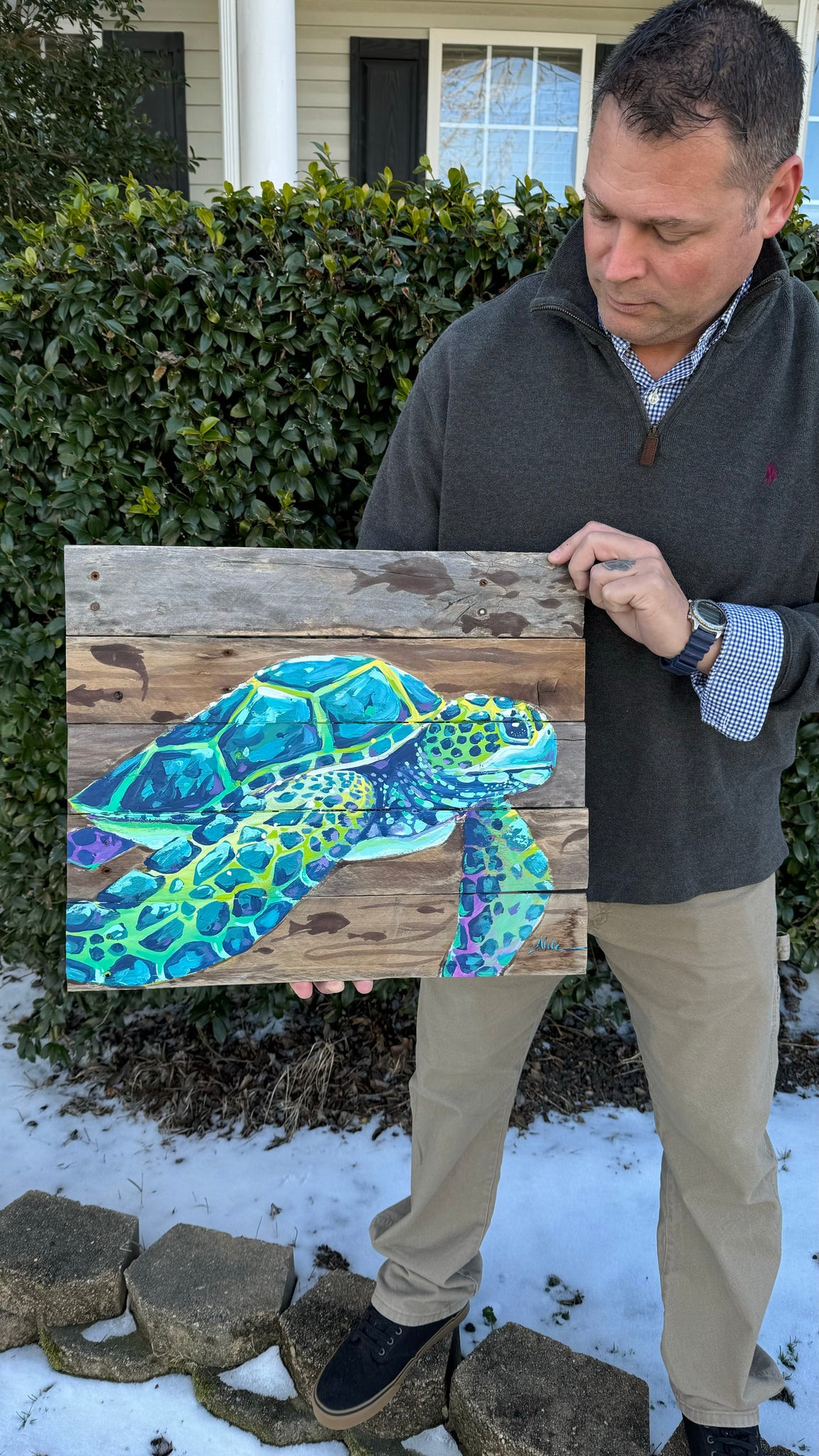 Sea Turtle on Wood