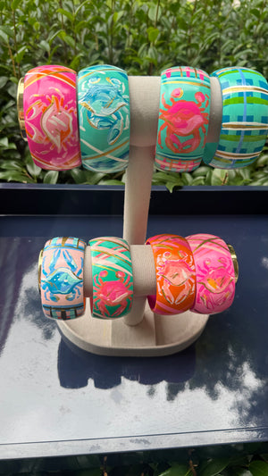 Hand Painted Crab Bracelet in Pinks