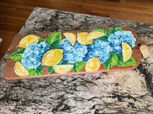 Artsy Hydrangea & Lemon Charcuterie Board