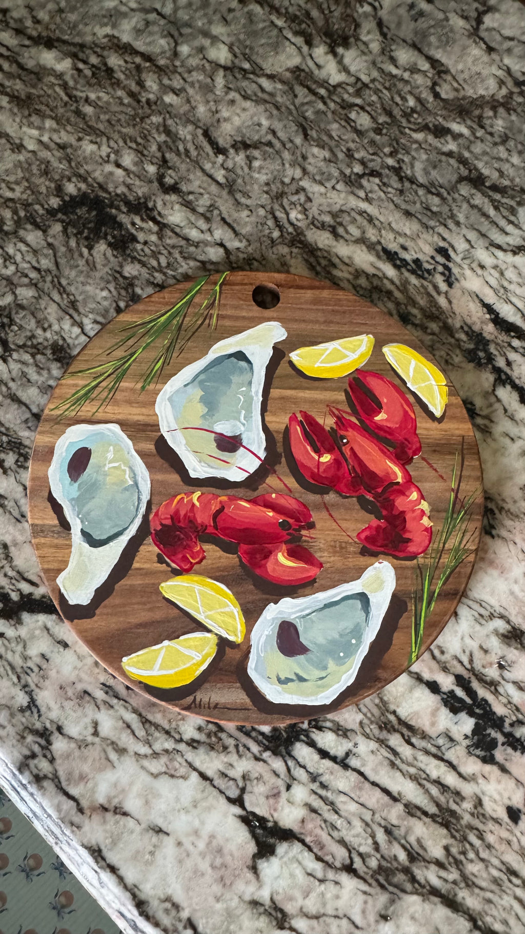 Round Crawfish and Oyster Charcuterie Board