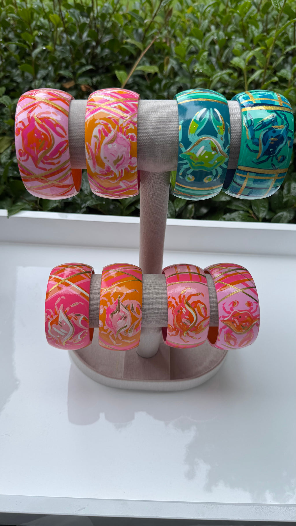 Hand Painted Crab Bracelet in Orange
