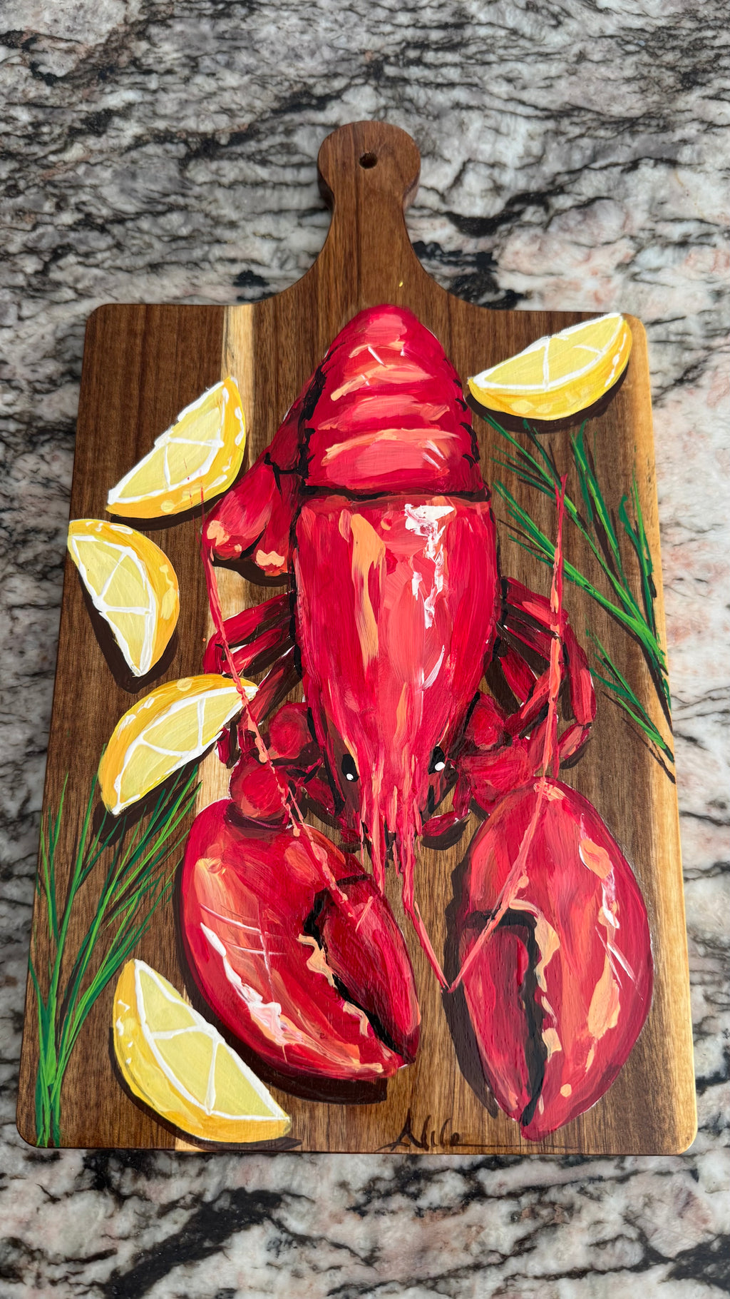 Artsy Vibrant Red Lobster Charcuterie Board
