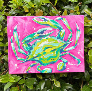 Pink and Green Crab Art