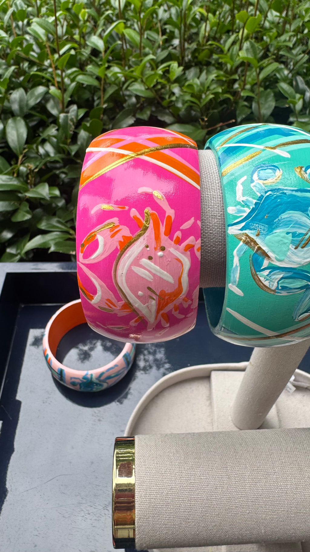 Hand Painted Hot Pink Crab Bracelet