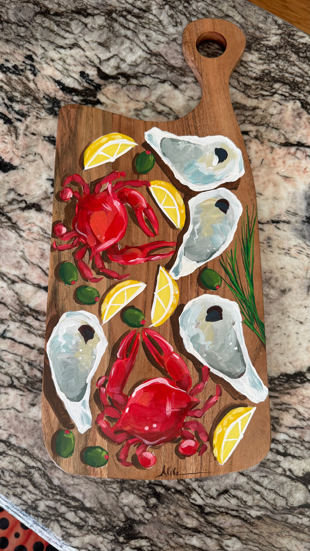 Artsy Red Crab and Oyster Board