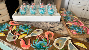 Beautiful Hand Painted Crab Wine Glasses