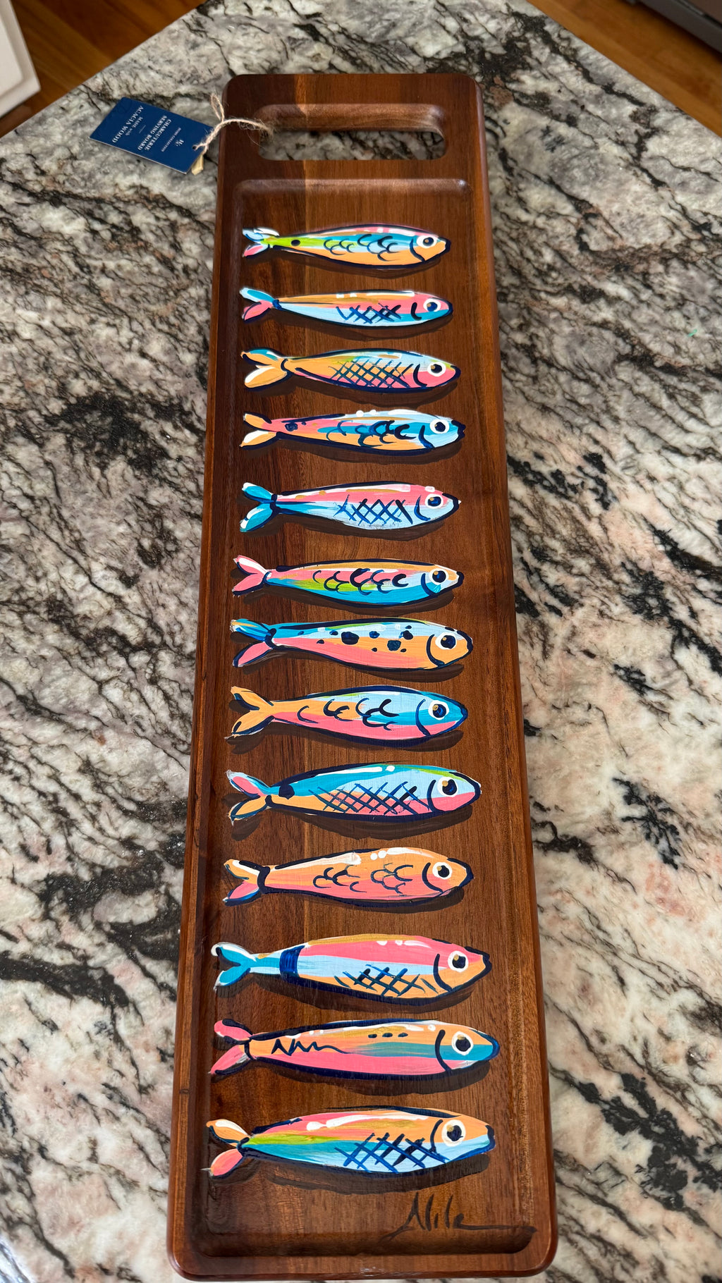 Long Artsy Sardine Charcuterie Board