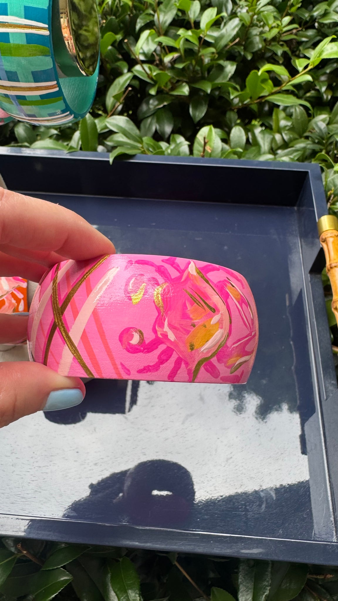 Hand Painted Crab Bracelet in Pinks