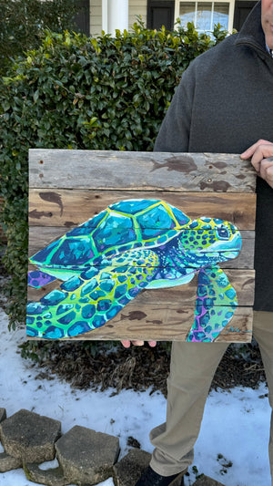Sea Turtle on Wood
