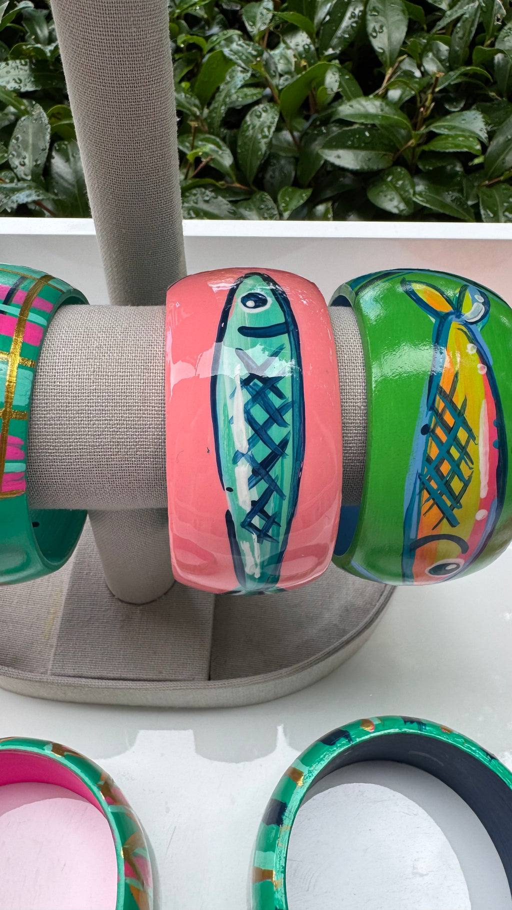 Hand Painted Fish Bracelet in Coral