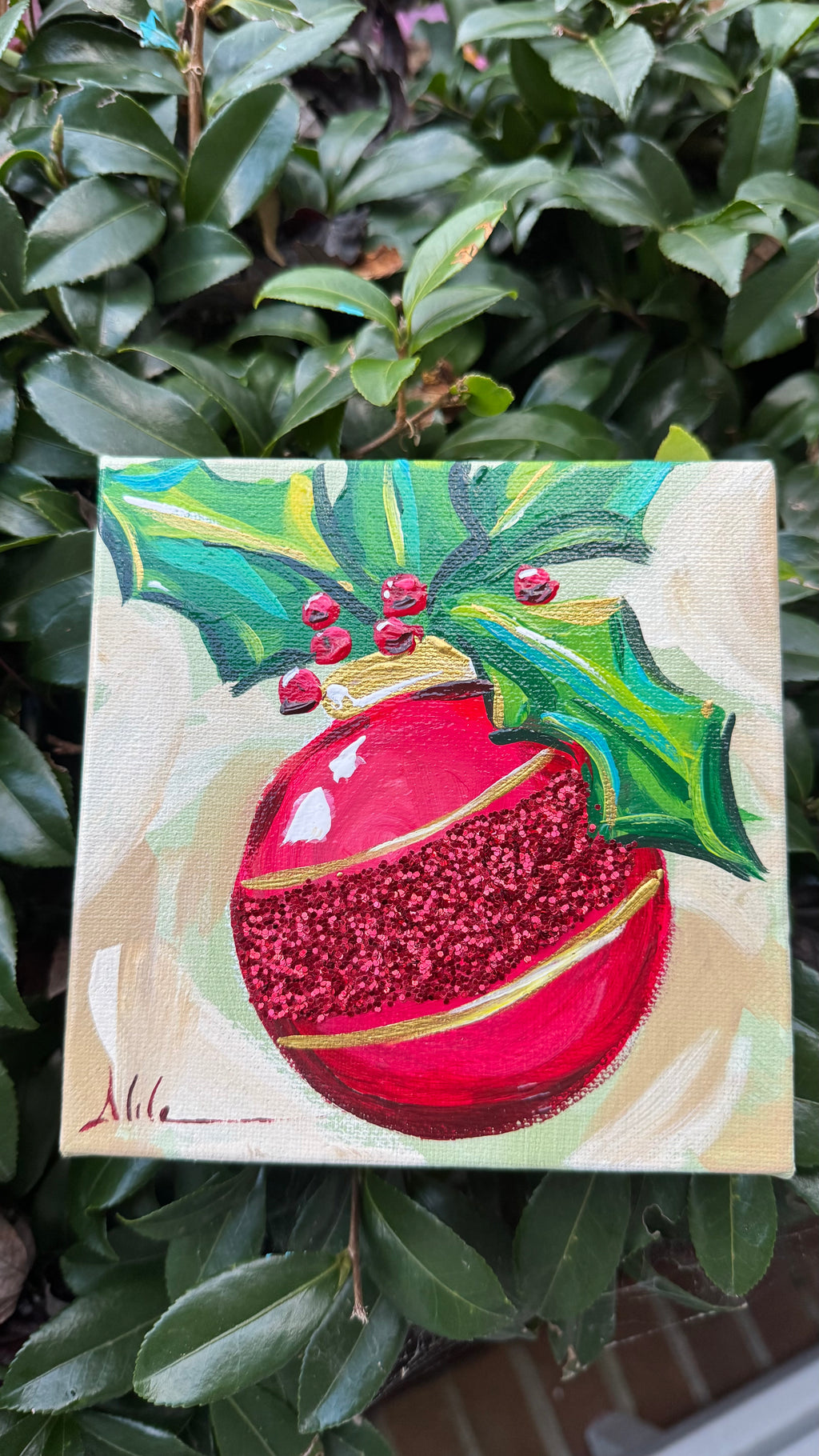 Red Glitter Ornament Origjnal Art