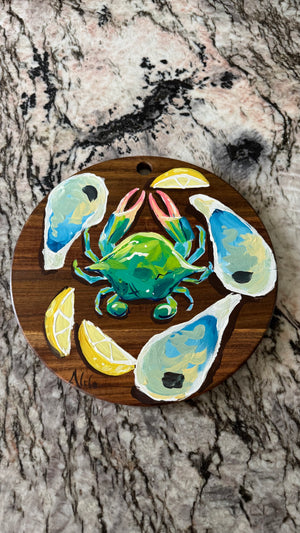 Artsy Round Crab and Oyster Charcuterie Board