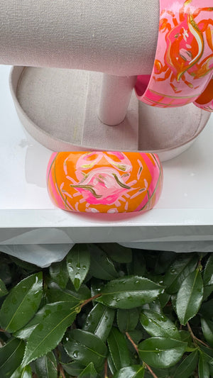 Hand Painted Crab Bracelet in Orange