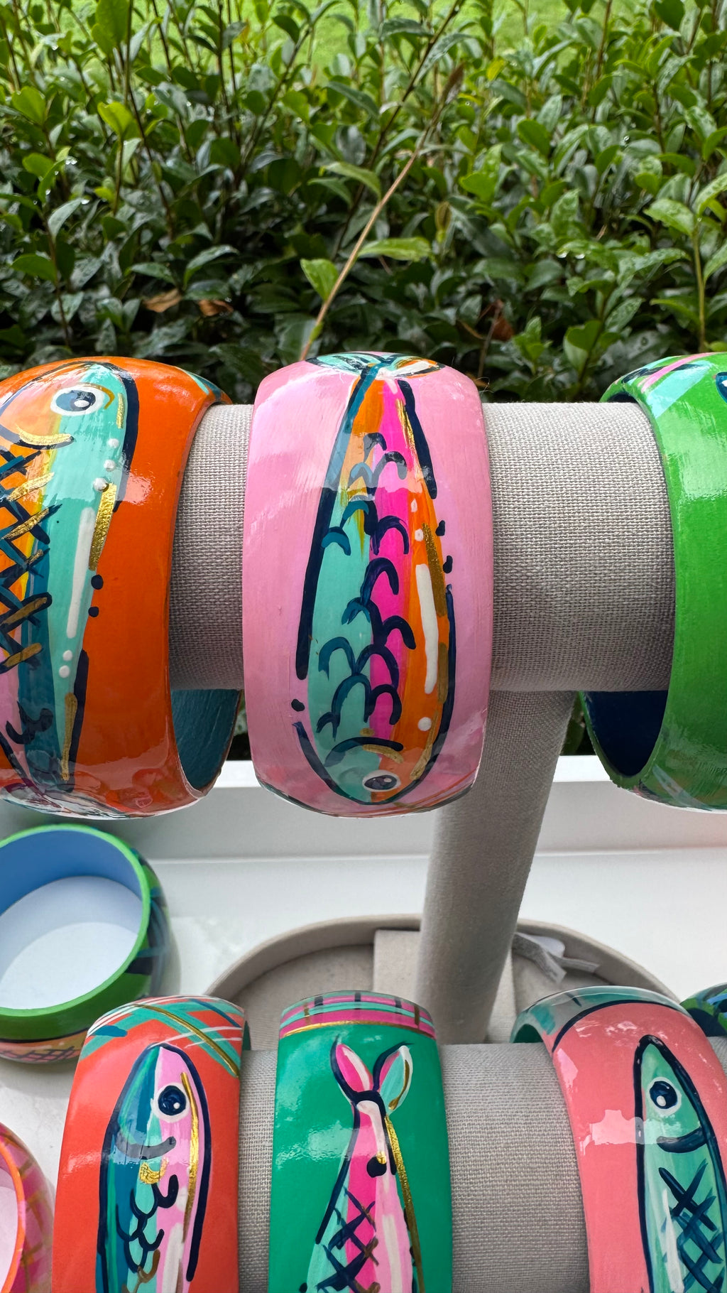 Hand Painted Fish Bracelet in Pink