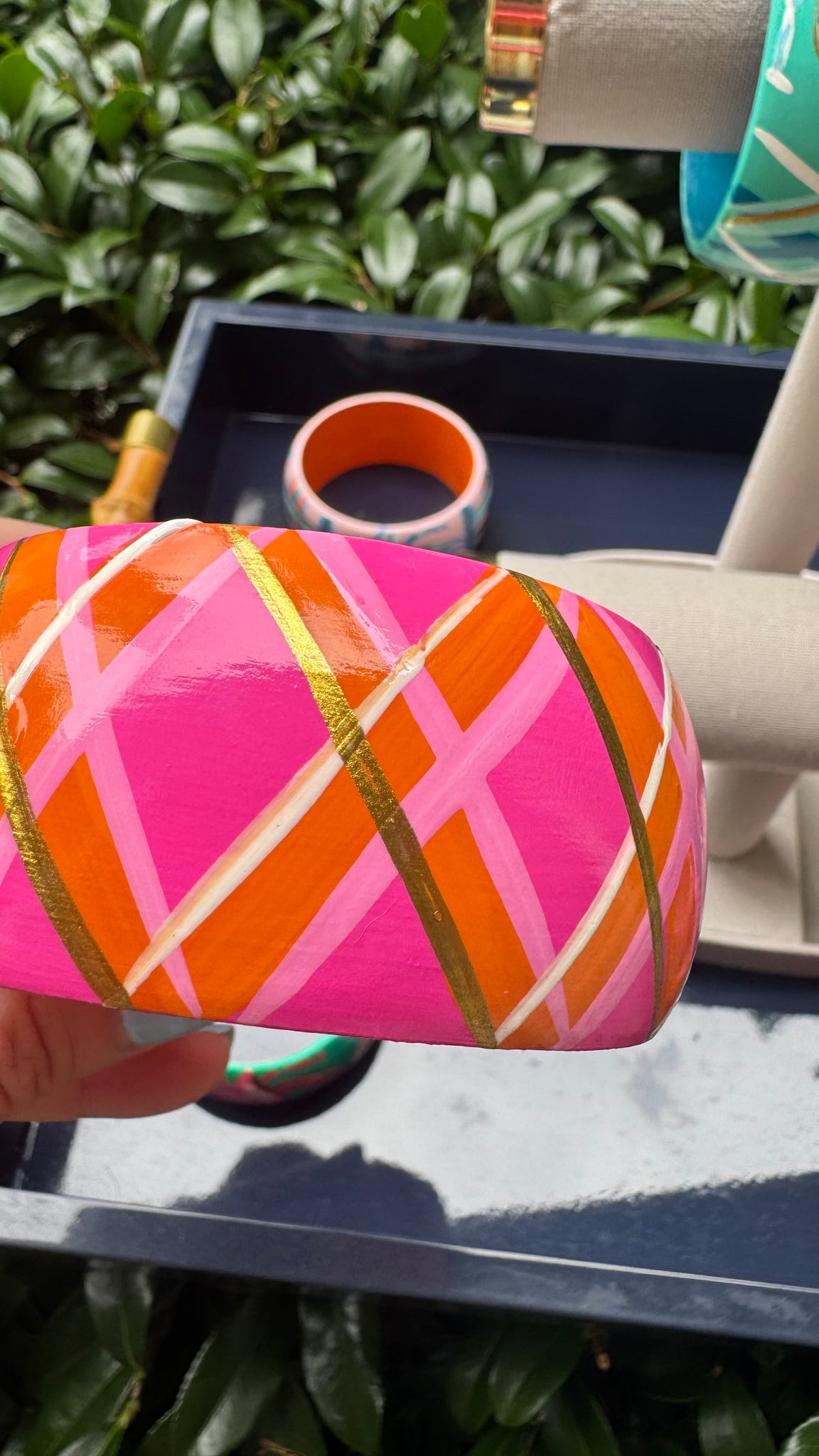 Hand Painted Hot Pink Crab Bracelet