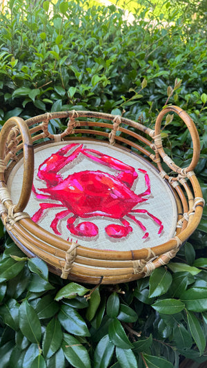 Bamboo Tray with Crab Artwork