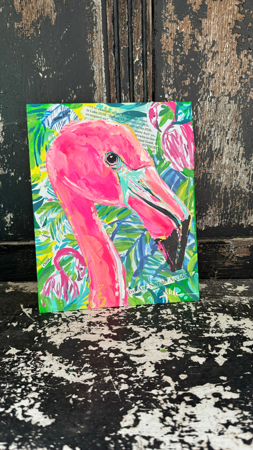 Original Flamingo Scripture Painting