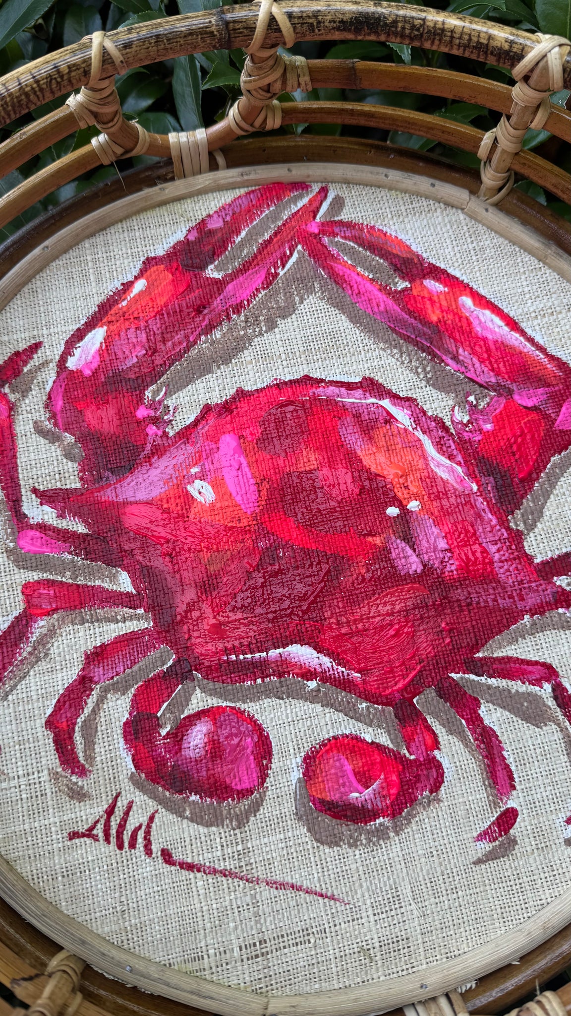 Bamboo Tray with Crab Artwork