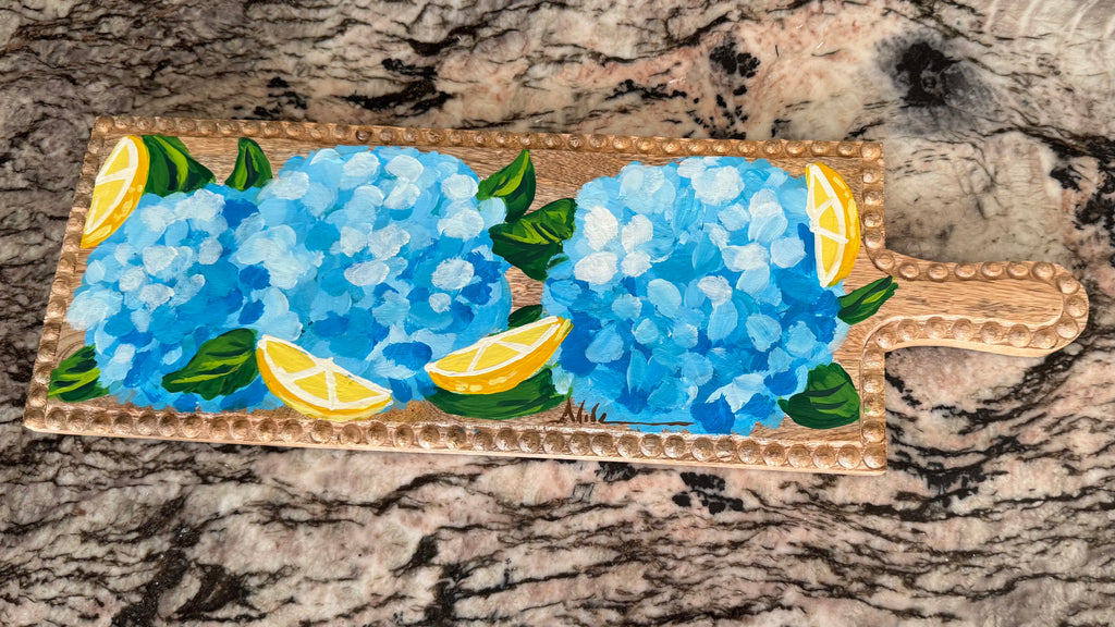 Artsy Hydrangea & Lemon Charcuterie Board