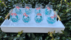 Beautiful Hand Painted Crab Wine Glasses