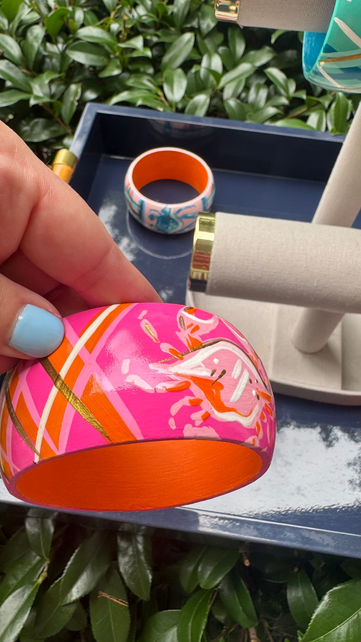 Hand Painted Hot Pink Crab Bracelet