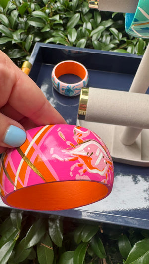 Hand Painted Hot Pink Crab Bracelet