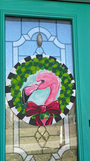 Christmas Flamingo Wreath