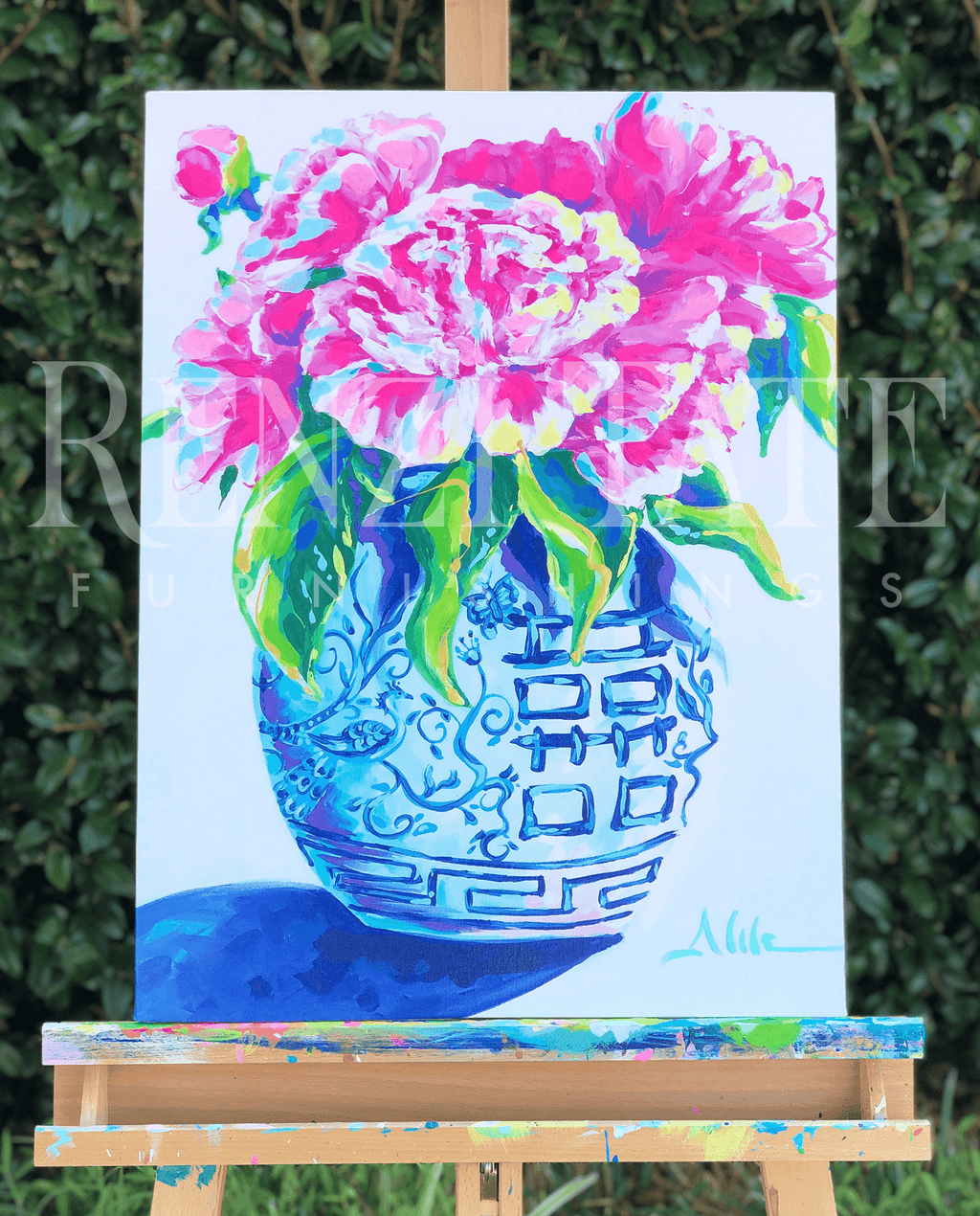 Peonies in Chinoiserie Vase