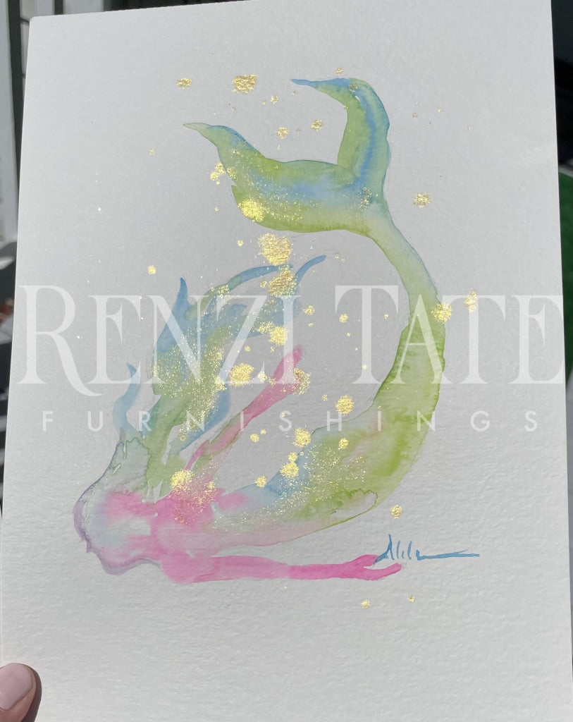Beautiful Mermaid Watercolor Art & Mixed Media