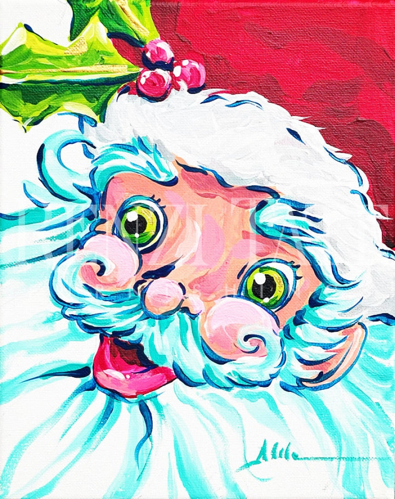 Holly Jolly Santa Christmas Painting Christmas