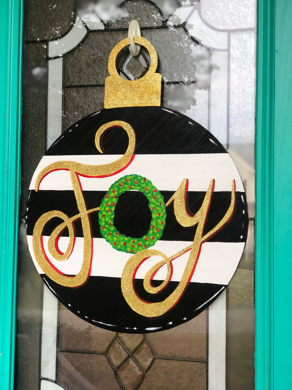 “Joy” Christmas Door Hanger with Red